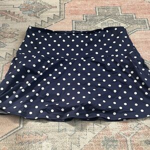 Lands' End Navy and White Polka Dot Swim Skirt 20w